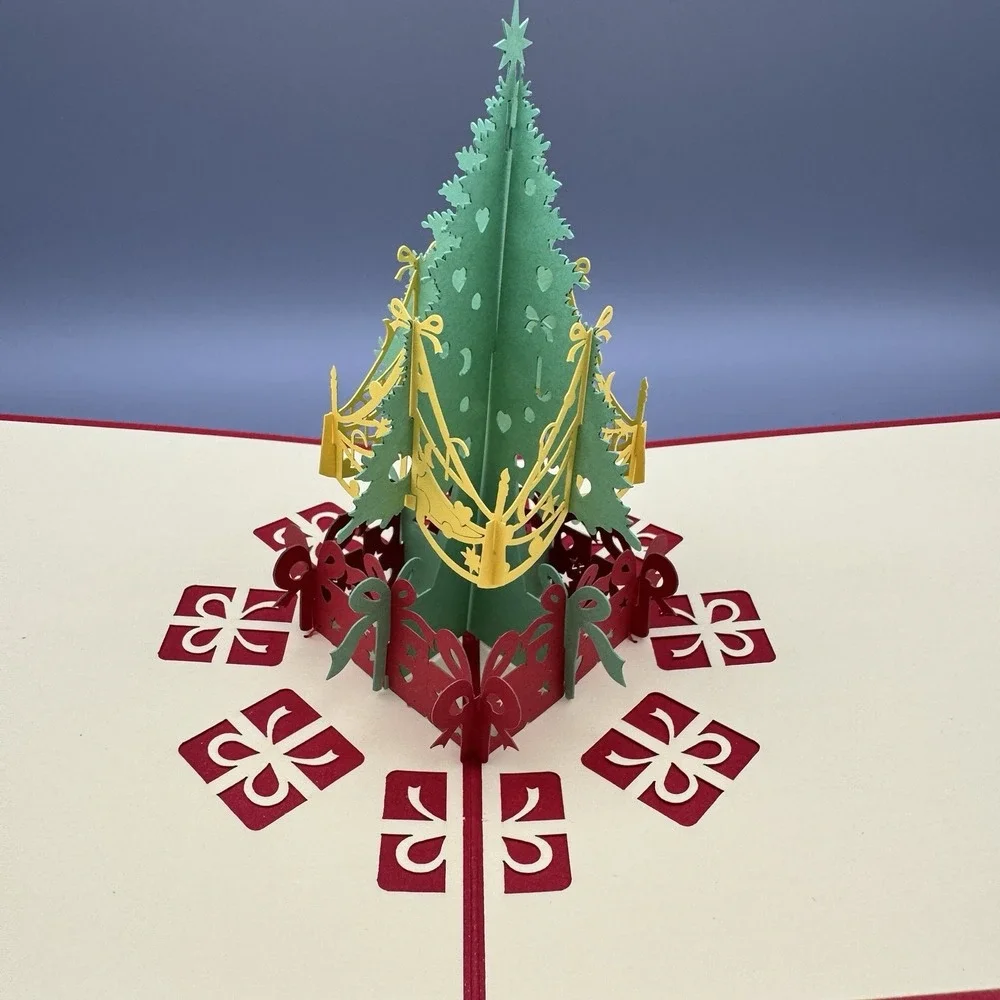 10 Pack 3D Pop‎ Up Christmas Tree Paper Card Xmas Greeting Holiday Lovely Gifts